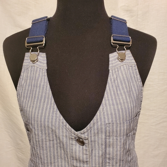 Volcom Striped Cotton Denim Overall Mini Dress S - Picture 2 of 7